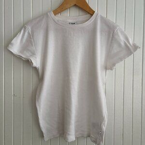 TNA / Aritzia 100% Cotton Ribbed White Baby Tee